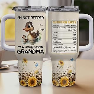 Personalized 40oz Tumbler - Cute A platypus mother swimming while her tiny baby paddles behind Mother and Child Design with Nutrition Facts - Gift for Mom, Grandma, Mother's Day BgV1gi