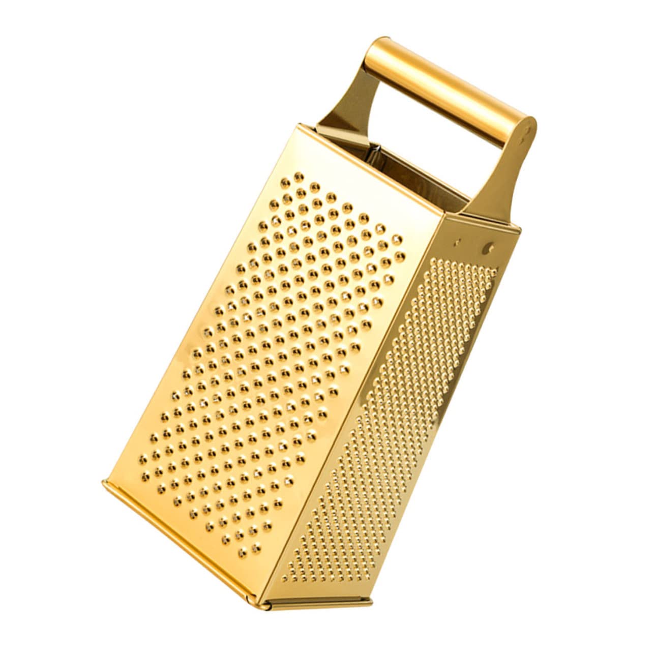 UKCOCO Grattugia Multifunzionale in Acciaio Inox a 4 Lati Per Verdure e Formaggio Design Dorato, Utile in Cucina Per Preparazioni Veloci e Facili Da Pulire