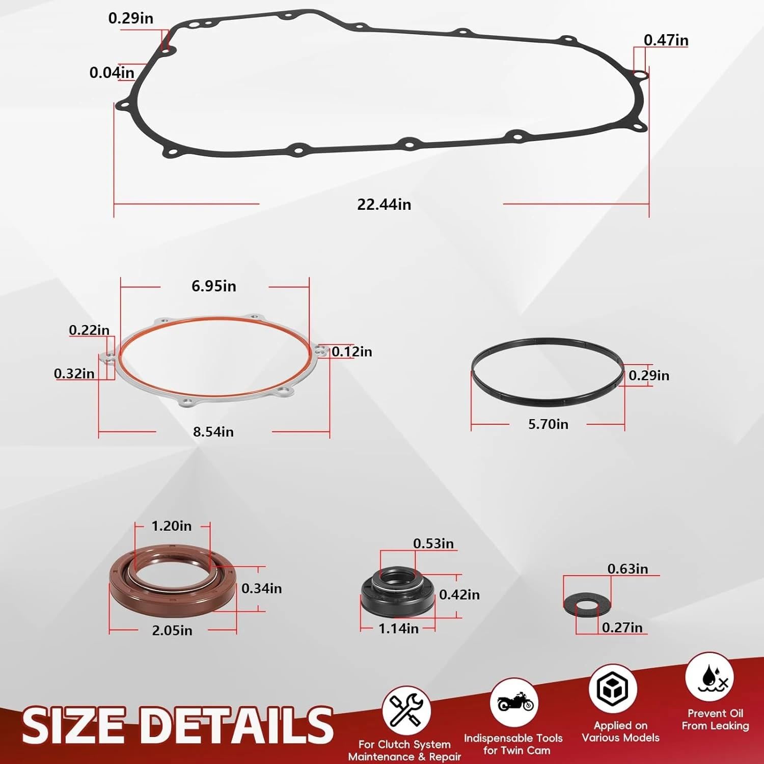 Kit revisione completo motore Adatto per Harley Davidson 2006-2017 Road King Street Glides Electra Glide Ultra Limited FLHT Softail Kit guarnizioni coperchio primario Guarnizioni motore per moto