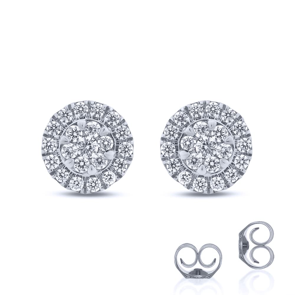 La Joya Lab Grown 1 1/2 -2 CT TW Cluster Diamond Stud Earrings | 925 Sterling Silver Diamond Earrings | Dazzling Color and Clarity Diamonds | Perfect Valentine's Day Gift