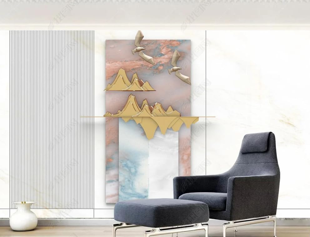 Poster géant mural salon chambre papier peint intissé marbre paysager 400x280