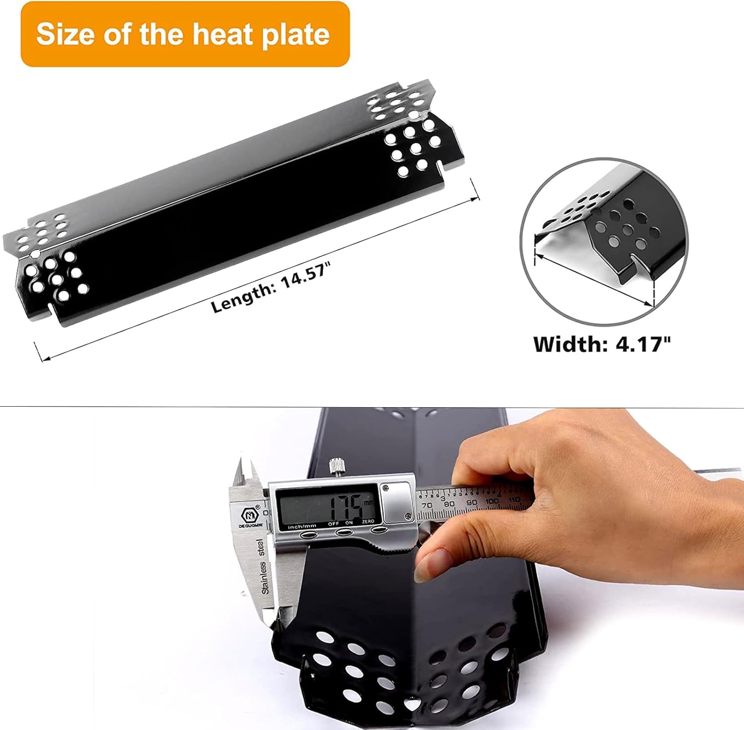 Hisencn Grill Parts for Home Depot Nexgrill 4 Burner 720-0830H, 5 Burner 720-0888N, 720-0888 Grill, Porcelain Steel Heat Plates, Stainless Steel Grill Grates, Replacement Parts for Nexgrill 5 Burner