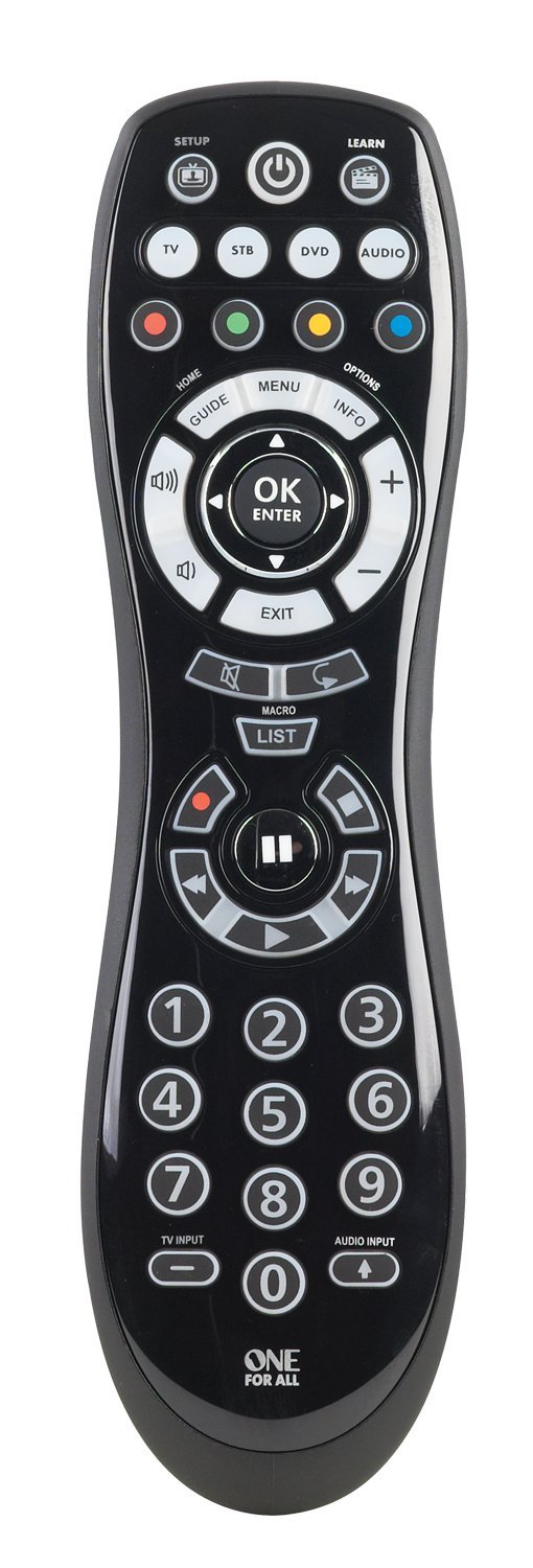 One For All OARUSB04G Four Device Universal Remote, front view.