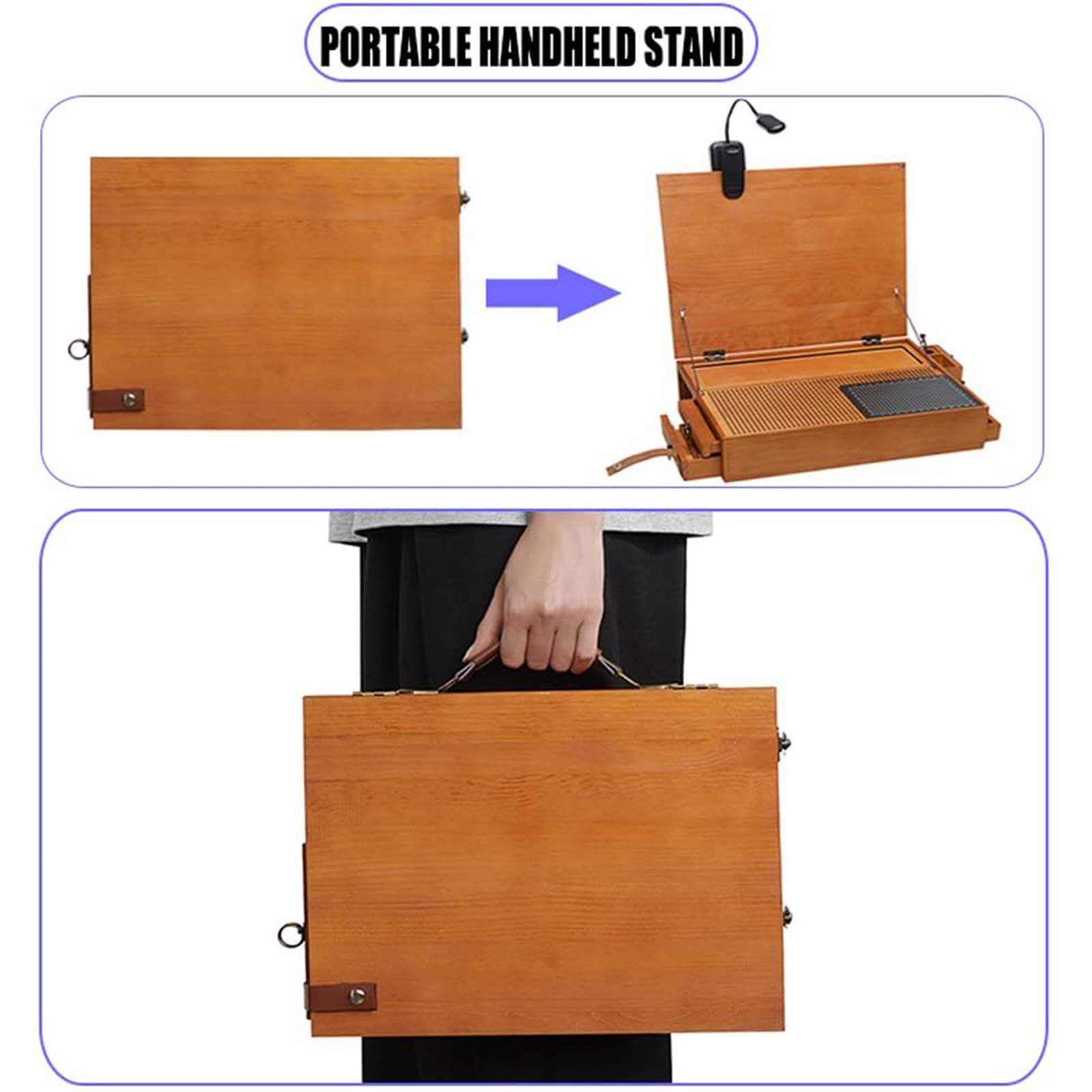 Postazione di lavoro per modellismo, stazione di lavoro in legno per hobby con luce LED e stoccaggio, banco da lavoro pieghevole per fai da te in miniatura, pittura e assemblaggio