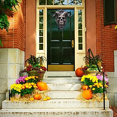 FitBest Sabbatic Türklopfer mit gehörntem Gott-Totenkopf, Satanischer Teufel, zum Aufhängen, Wanddekoration, dekorativer Türklopfer Haustürwand (13,5 x 11 x 3 cm)