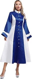 Women Church Robe Stand Collar Flared Sleeve Loose Fit Choir Clergy Maxi Dress Minister Pastor Robe