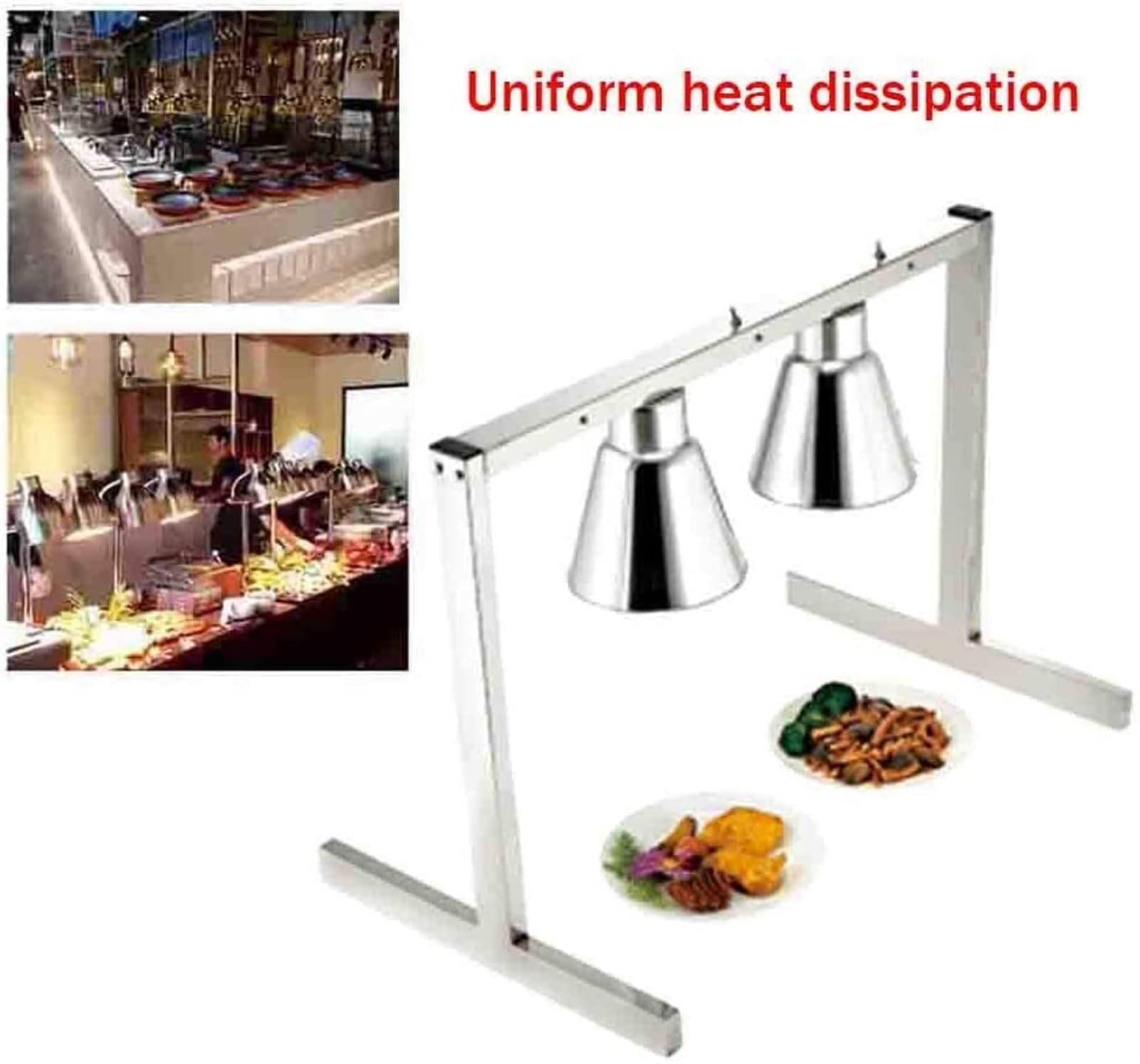 Lampada riscaldante for alimenti Lampada for la conservazione del calore degli alimenti a infrarossi Lampada for il riscaldamento degli alimenti a doppia testa in acciaio inossidabile for buffet del r