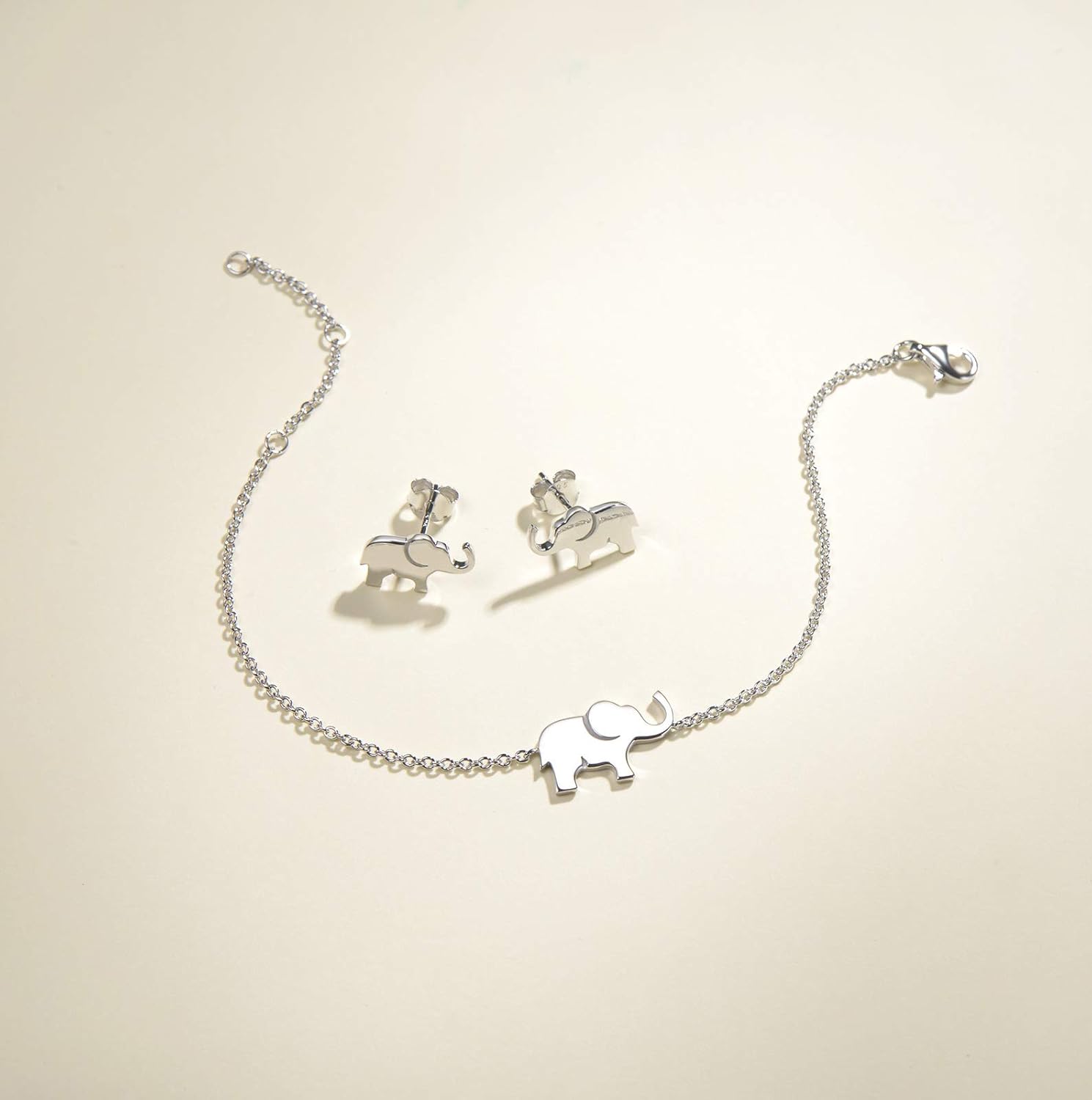 FANCIME Lucky Elephant Bracelet 925 Sterling Silver High Polished Mini Small Elephant Charm Family Link Bracelet Jewelry Birthday Gifts For Women, 15+3 cm - Image 3