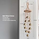 Wind Chimes Outdoor, Wooden Wind Chimes with 10 Gold Bells,Melody Light Tone,Classic Zen Garden Cute Wind-Chime Home Hanging Décor for Relaxation, Grace, Patio, Garden, Indoor Peace,Bedroom