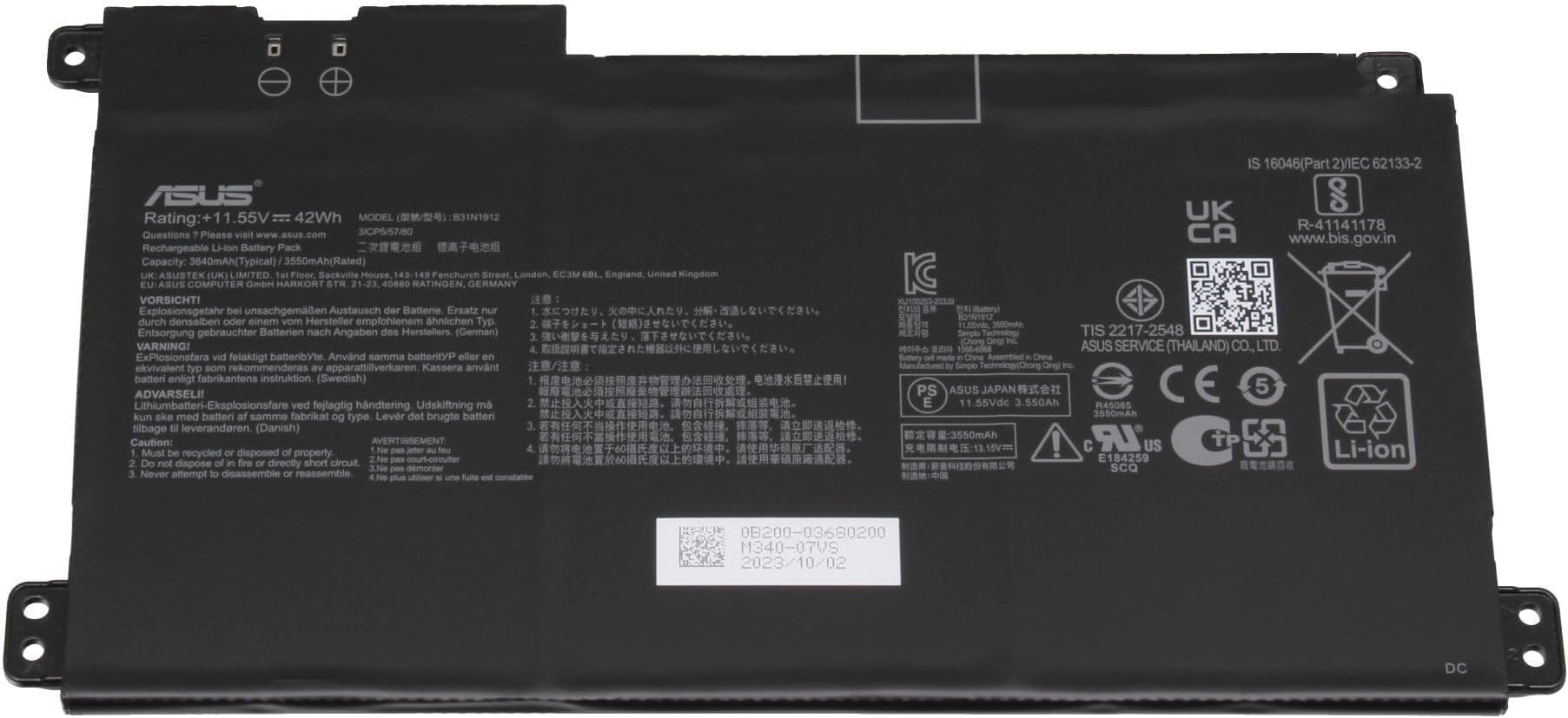 Batteria Per ASUS Vivobook 14 E410MA L410MA - B31N1912 C31N1912, 42Wh 11.55V - Foto 11