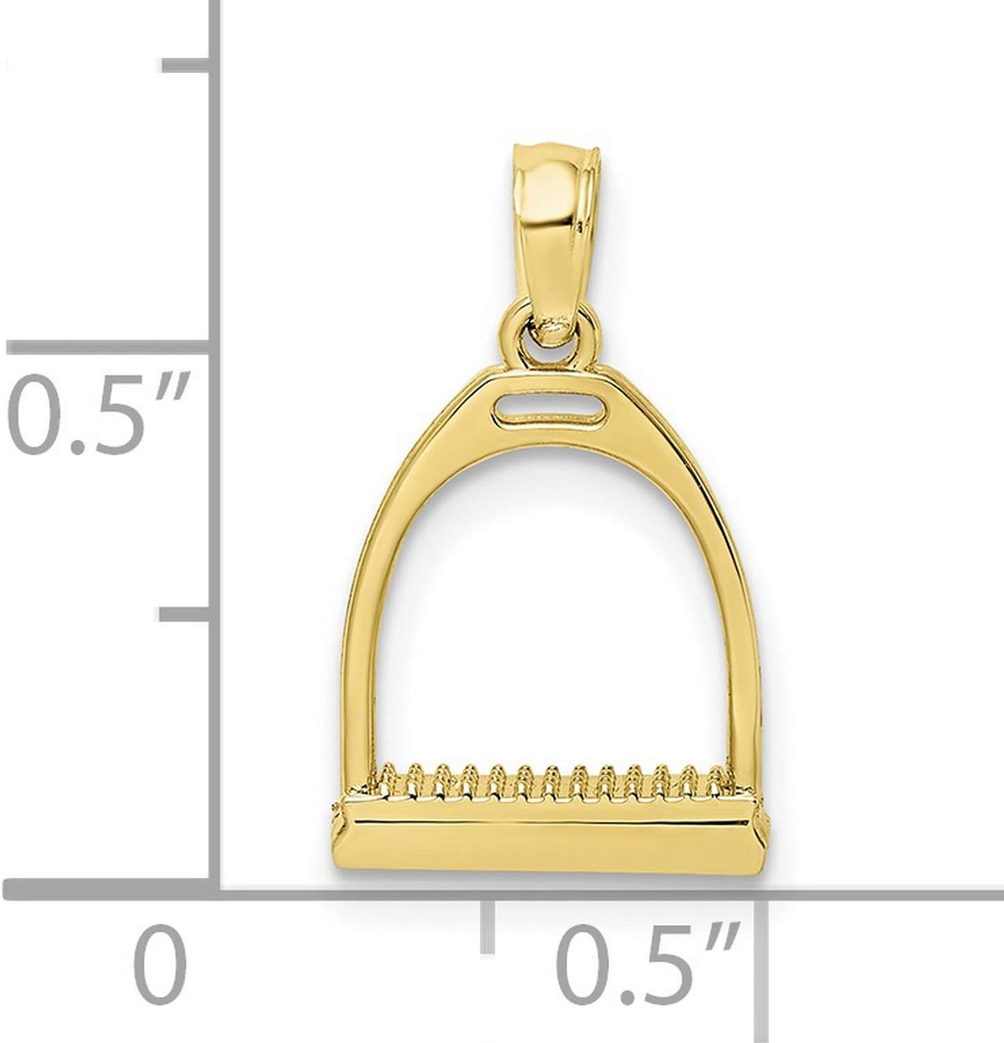10k Yellow Gold Stirrup Pendant Necklace for Women with Detailed 3D Horse Design, Equestrian Symbol of Strength and Stability, Western Riding Jewelry for Country Style or Horse Lover Collection - Image 3