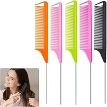 5 PCS Tail Comb, Anti-Static Carbon Fiber Hair Comb, Fine Tooth Parting Comb for Hair Styling, Hairdressing, and Hair Cutting - Lightweight and Durable