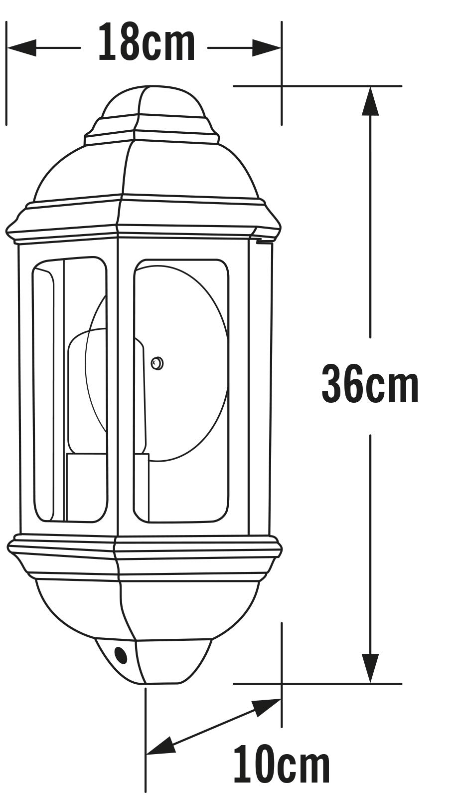 Konstsmide Zewnętrzne lampy ścienne zasilane sieciowo/Cagliari Flush klasyczna latarnia / 1 x 100 W E27 Max lampa/przezroczyste szkło/aluminium/IP43/światło zewnętrzne zielone