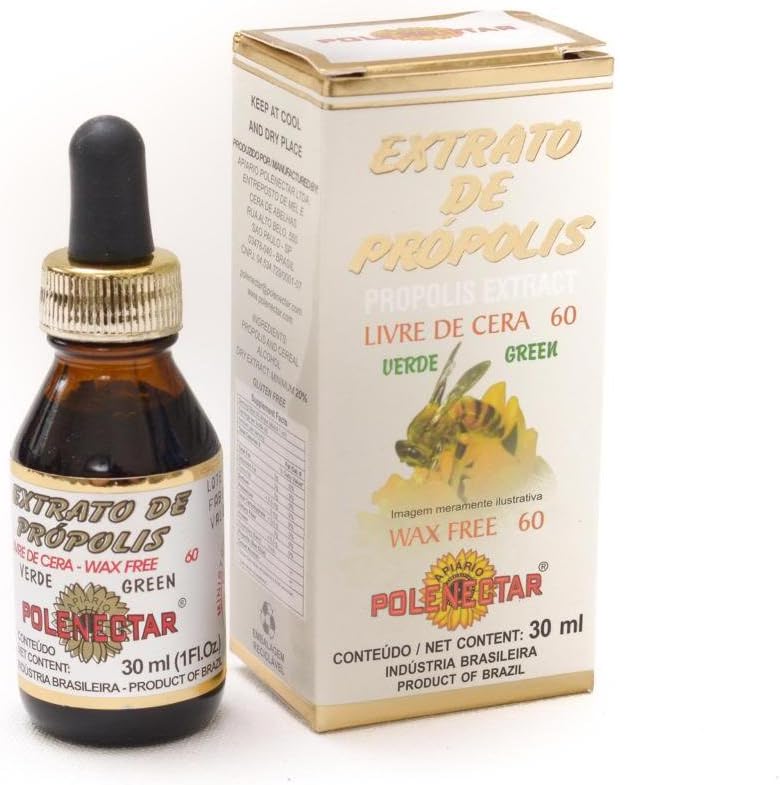 Polenectar Brazil Premium Bee Green Propolis Anti-Bacterial Extract WF60 Wax Free 60 30 ml By JLBrazil