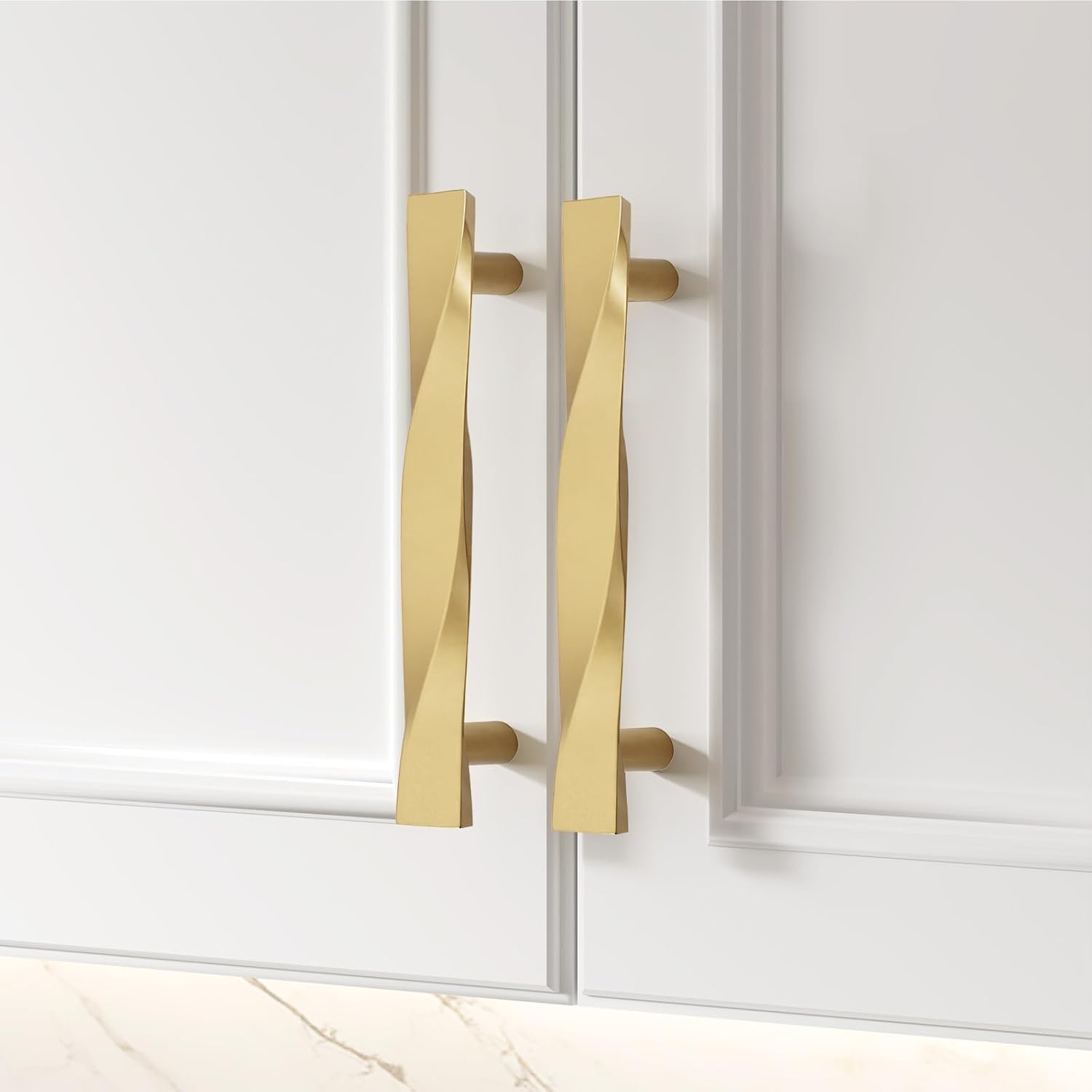 Goldenwarm 15 Pack Gold Cabinet Handles Gold Drawer Pulls Kitchen Drawer Pulls Solid Zinc Alloy Cabinet Handles Kitchen Door Hardware for Bedroom Cupboard Dresser, 3Inch Hole Center