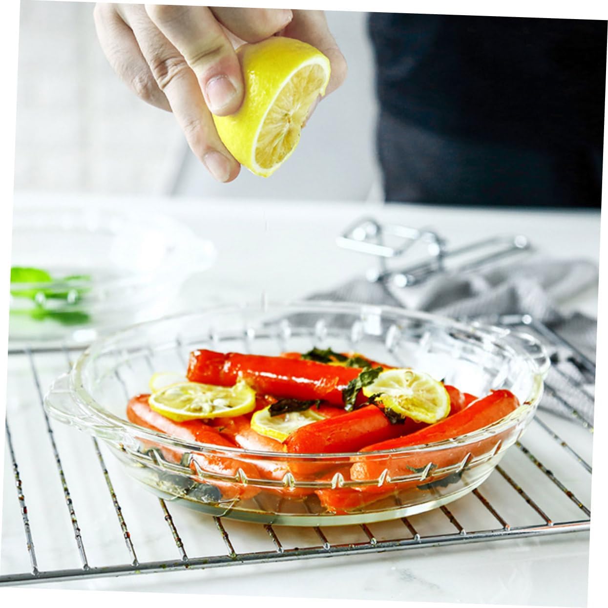 2pcs Glass Baking Dish Heat Resistant Tempered Glass Casserole Dishes to Oven Safe Cookware for Baking Serving and Storing Food