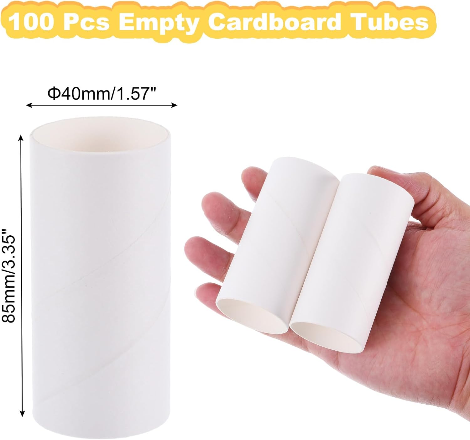 PATIKIL 3.35 Inch Cardboard Tubes, 100 Packs Toilet Paper Rolls for Crafts TP Tubes Empty Paper Towel Rolls Sturdy 1.5 inch Diameter Thick Bulk for Art Classroom Painting Robotics, White