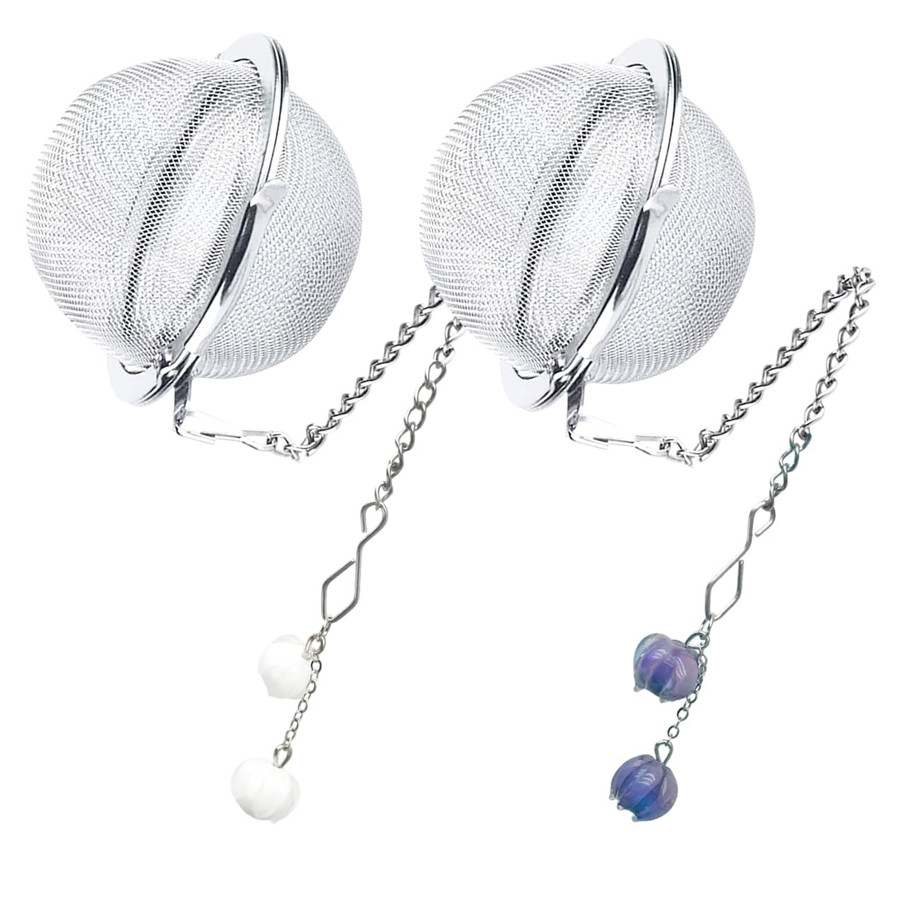 Cute Tea Infuser 2 Pack Tulip Flower Pendant Ball Filter Cute Stainless Steel Ball Mesh Strainer for Loose Tea and Spices & Seasonings (Tulip White Purple)