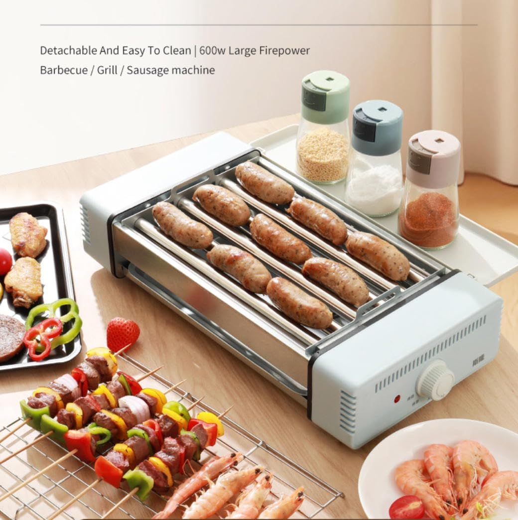 Home Electric Sausage Machine Barbecue Multi-function Hot Dog Skewers Smokeless Barbecue Grill Non-sticky Barbecue Machine