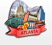 Vista 12 de Imán de madera para nevera de Atlanta Georgia USA America, colección de madera 3D, hecho a mano, recuerdos de la ciudad, imán para nevera