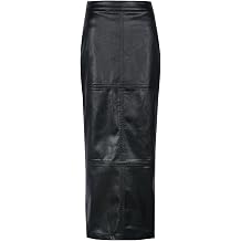 Long Skirts for Women Trendy High Waisted A Line Business Casual Leather Maxi Skirt with Slit Dressy