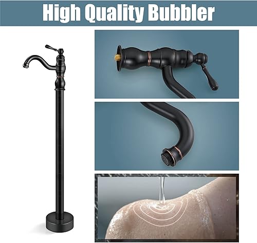 Miniatura 4 de Aolemi Grifo de bañera independiente de bronce aceitado con boquilla giratoria de una sola palanca montada en el piso Llenadora de bañera de una