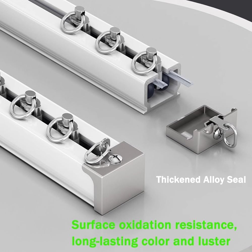 サイレントローラー付き天井カーテンレール | リビングルーム、寝室、出窓、バスルームに最適な13フィートのルームディバイダーロッド