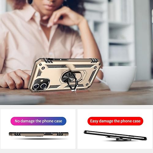 Miniatura 6 de Yiakeng Funda para iPhone 12, iPhone 12 Pro con protector de pantalla, fundas protectoras de grado militar con anillo para iPhone 1212 Pro (dorado)