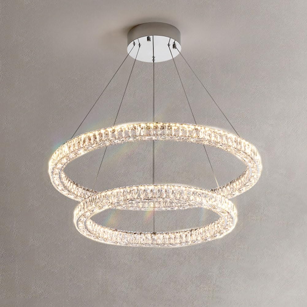 HXYSXHJUO led light luxury circle staircase grand chandelier, crystal creative lamp, for living room master bedroom dining bedroom,80+60cm
