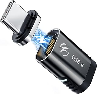DuHeSin USB C Magnetic Adapter 40Gbps, (1 Pack) Magnetic USB C Adapter 24 Pin Straight with PD 140w Charge USB4 8K 60Hz Video for Thunderbolt 3/4, MacBook Pro/Air and More Type C Devices