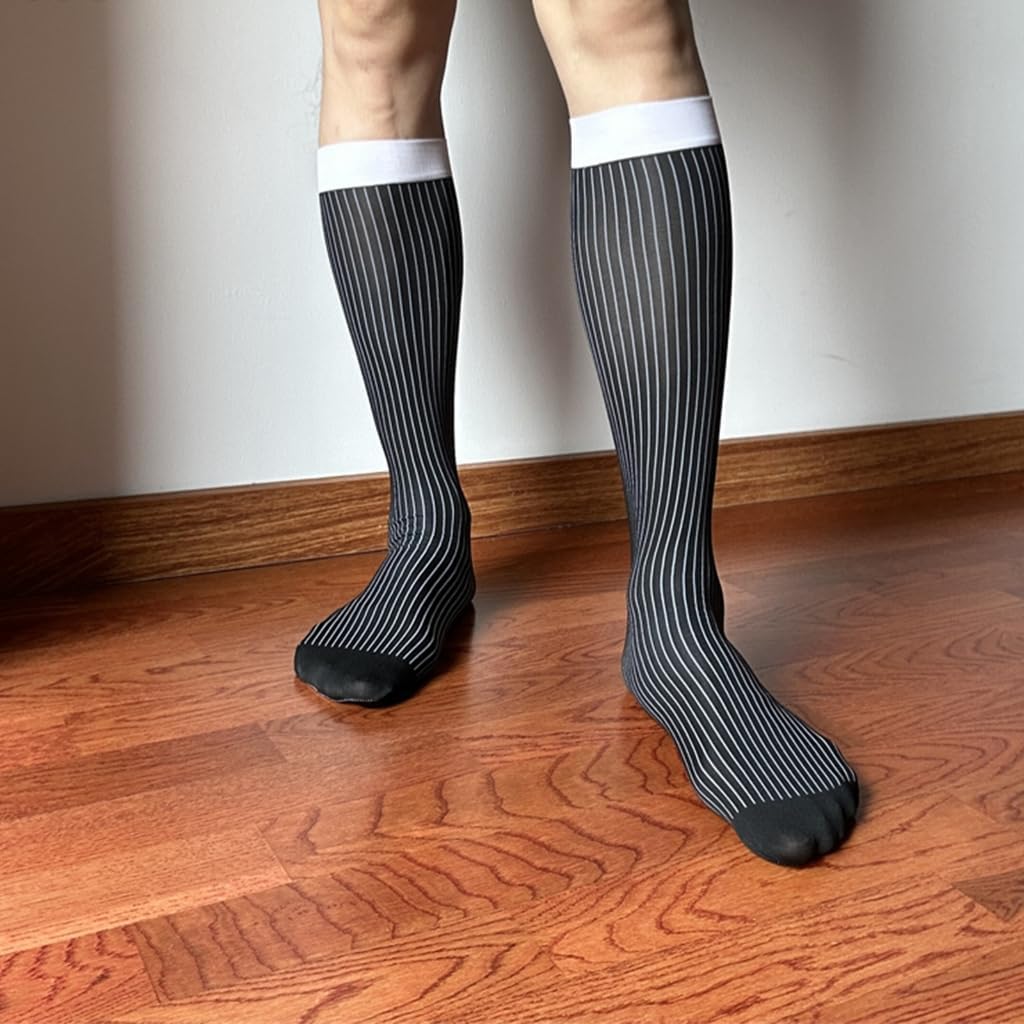 Mens Sheer Business Dress Socks Long Over the Calf Dress or Work Socks Nylon Dress Socks Knee Highs Dress Socks