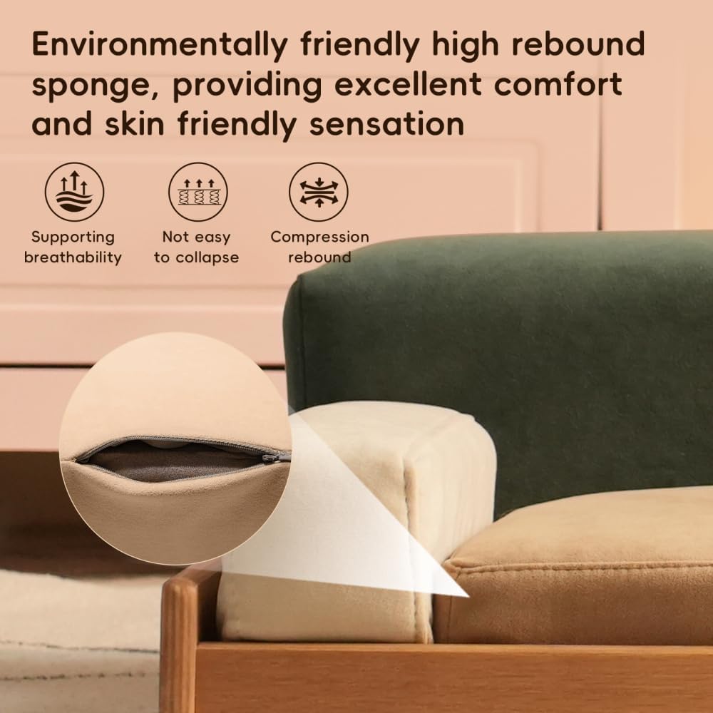 Luxury Wooden Cat Bed Sofa, Modern Solid Wood Cat Couch with Scratch-Resistant Chenille, Orthopedic Foam Cushion, Washable Removable Cover, Non-Slip Base, Designer Cat Furniture Indoor