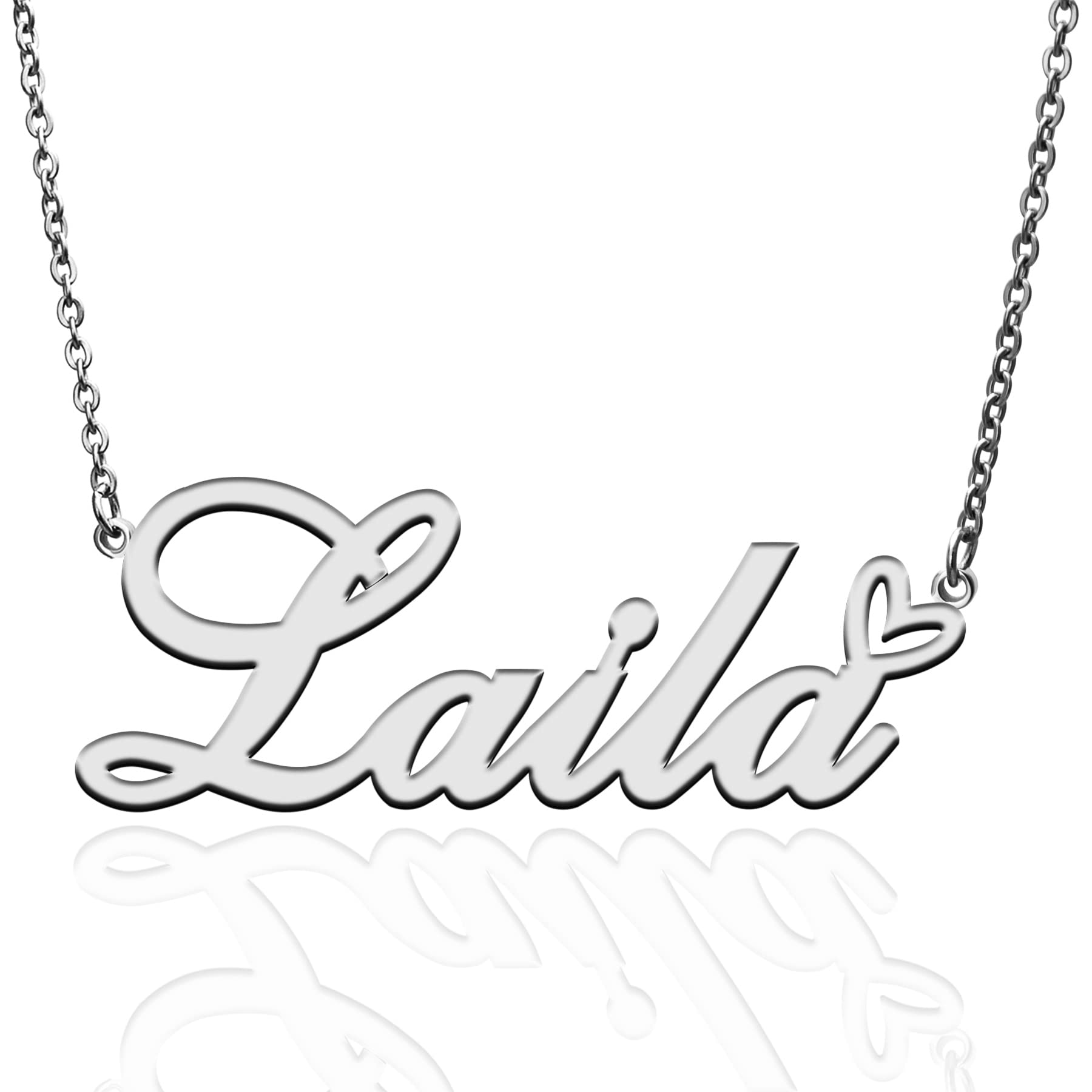 Custom Name Necklace Customized Personalized Pendant Name Necklace with Heart Plated Name Necklace for Women Personal Fashion Necklace Best Gift for Girl Mother Daughter Friendship Christmas Birthday