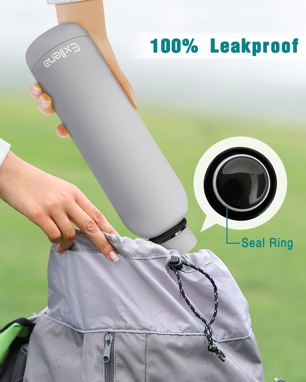 Exllena Insulated Water Bottles 500ml with Clip, Double Wall Vacuum Drinks Bottle Keeps Drinks Cold 24 Hrs/Hot 12 Hrs - Image 4