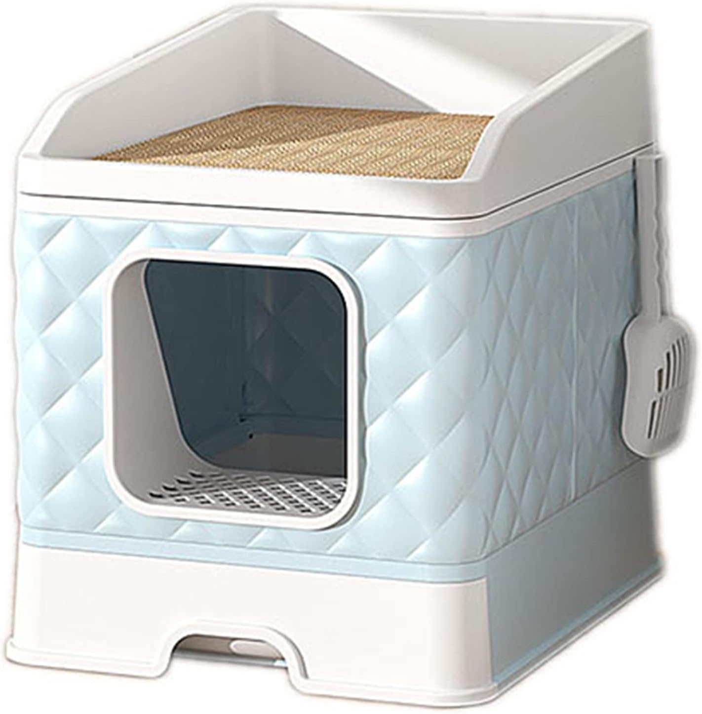 猫用トイレ本体 プライバシーの壁が付いている折り畳み式の封じられた猫のトイレ箱のジャンボ フード付きの猫のトイレの皿 家用 ( 色