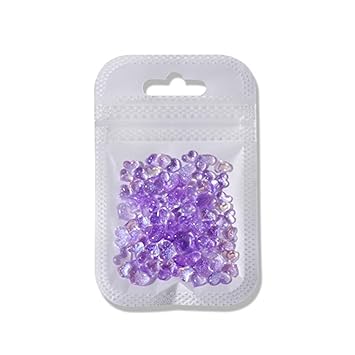 Nail Art Decorations,100Pcs/Bag Nail Art Decor, Flatback Three-dimensional Mix Size Fine Flash DIY Mini Heart Shape Nail Salon Supply Purple