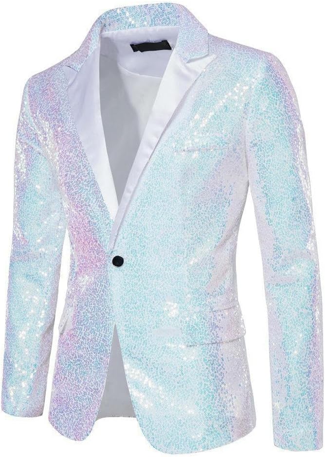 Men's European Style Stage Host Formal Sequin Blazer