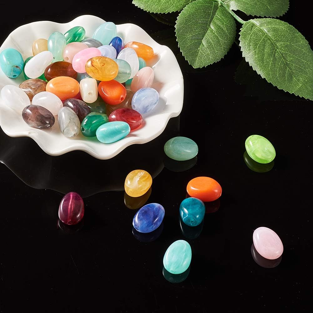 Pandahall 50pcs Oval Imitation Gemstone Acrylic Beads 18x13x9.5mm Mixed Color Loose Beads Spacers Beads for DIY Jewelry Making - Image 4