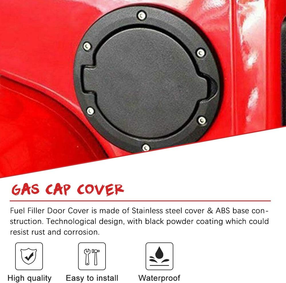Black Gas Cap Cover Fuel Tank Cap Replacement for 2007-2017 Wrangler JK JKU Sport Rubicon Sahara Unlimited Accessores