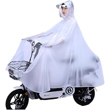 Waterproof Cycling Raincoat - Hooded Rain Poncho with Mirror Cover for Bikes, E-bikes, Motorcycles, and Mobility Scooters(White,M5xl)