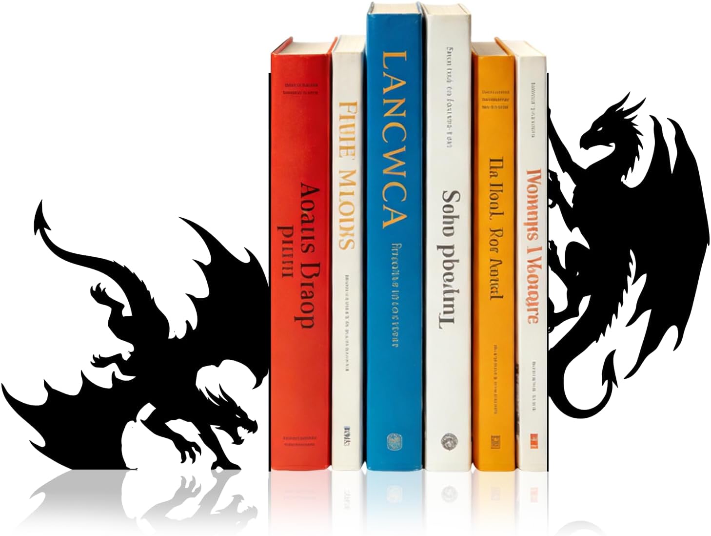 Sanwarm Metal Bookends Dragon Book Ends Decorative Bookend for Home Office Library Desk Book Shelves Decor, Gift for Reading Enthusiasts Non-Skid Book Stoppers Holder (Black 1 Pair)