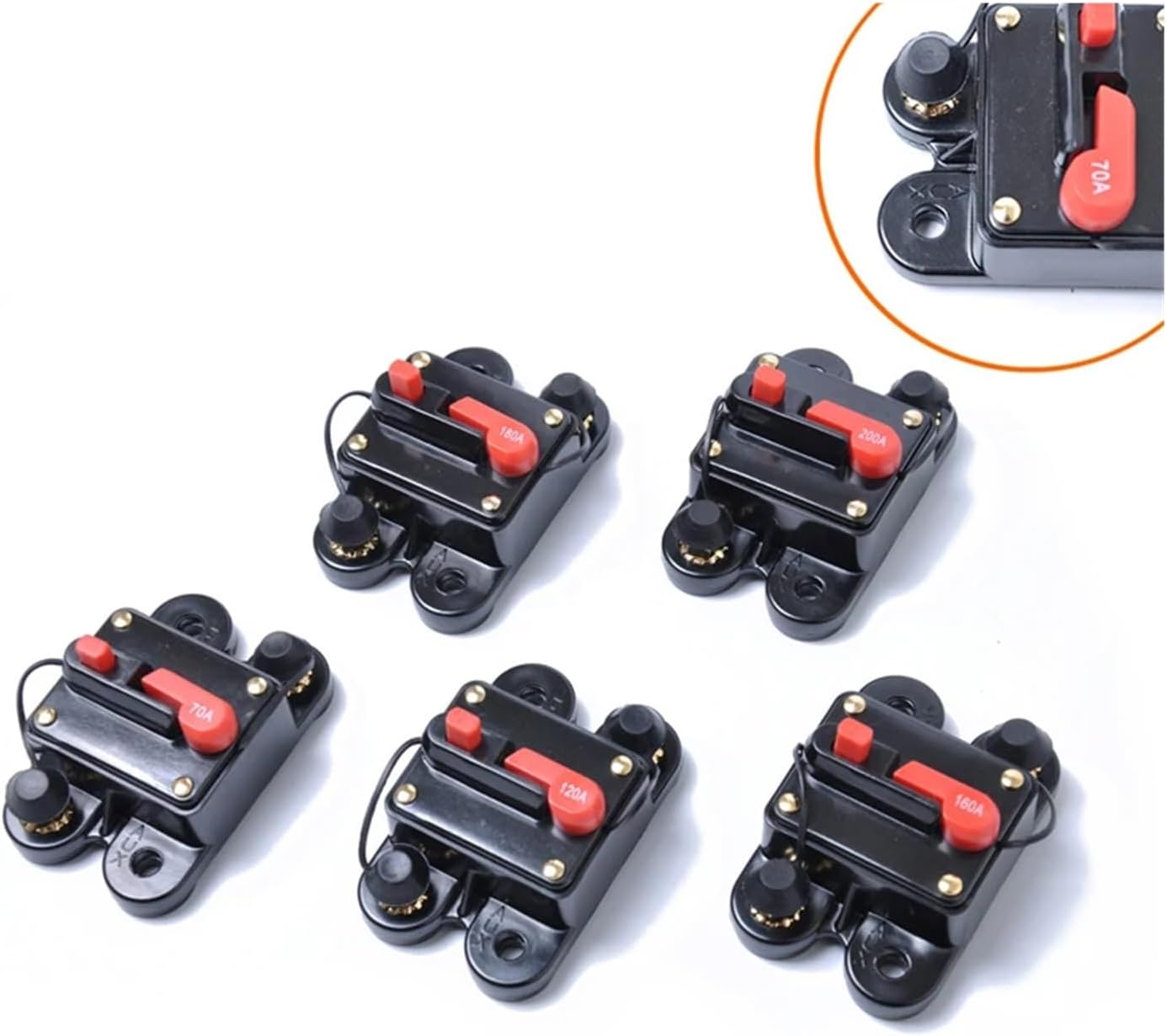 Waterproof 30A 40A 50A 60A 70A 80A 100A 125A 150A 200A 250A 300A Car Circuit Breaker Reset 12V 24V 48V RV Boat Auto Fuse Switch(125A)