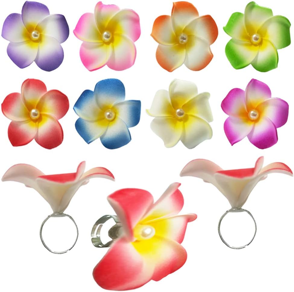 Hawaiian Plumeria Flower Foam Ring, Hawaiian Luau Party Supplies favors Decorations
