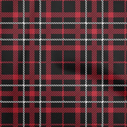 oneOone Viscose Jersey Red Fabric Tartan Fabric for Sewing Printed Craft Fabric by The Yard 60 Inch Wide
