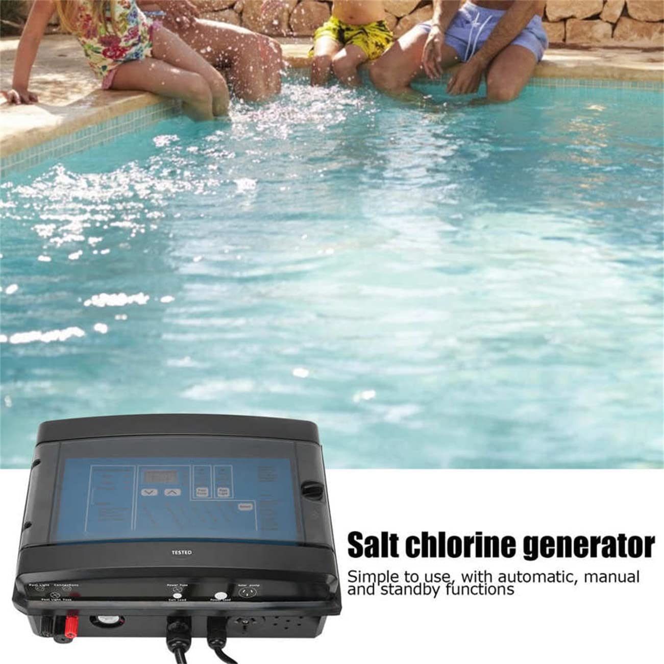 Generador de cloro salino, Clorador de agua salada, 20 g/H 50 g/H Sis-tema de generador de cloro de piscina de agua salada de limpieza automática, Generador de cloro para piscina SPA,50g/h