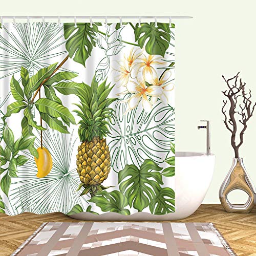 Dodou Shower Curtain Pineapple Tropical Plant Pattern Garden Theme Digital Printing Waterproof Polyester Shower Curtain(72" X 72" ) #TOP1