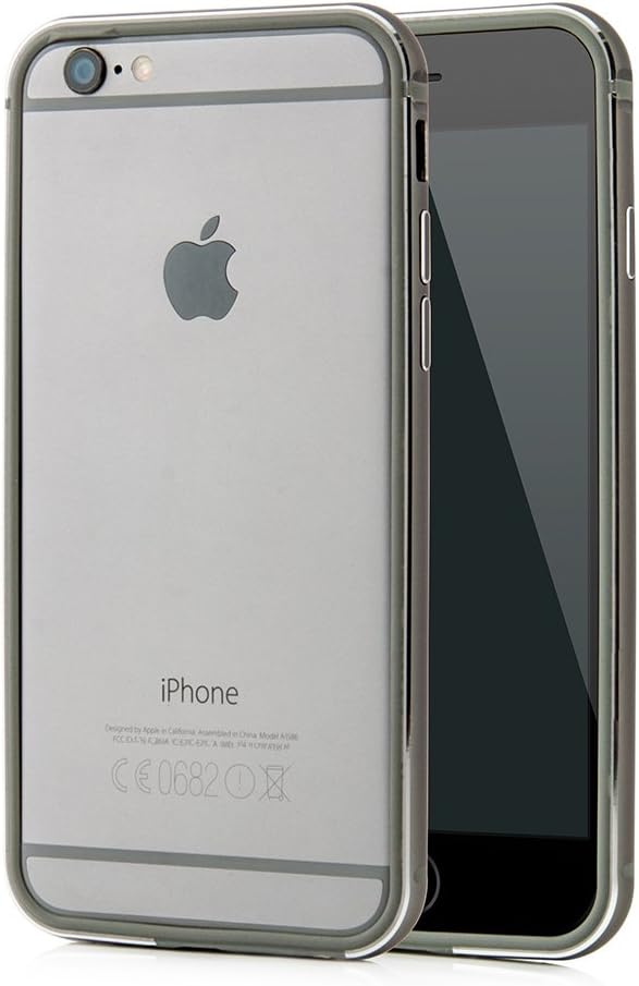 Apple iPhone 6 Plus (5.5 Inch) Aluminum Metal Bumper Protective Case with Silicone Bumpers Grey space grau