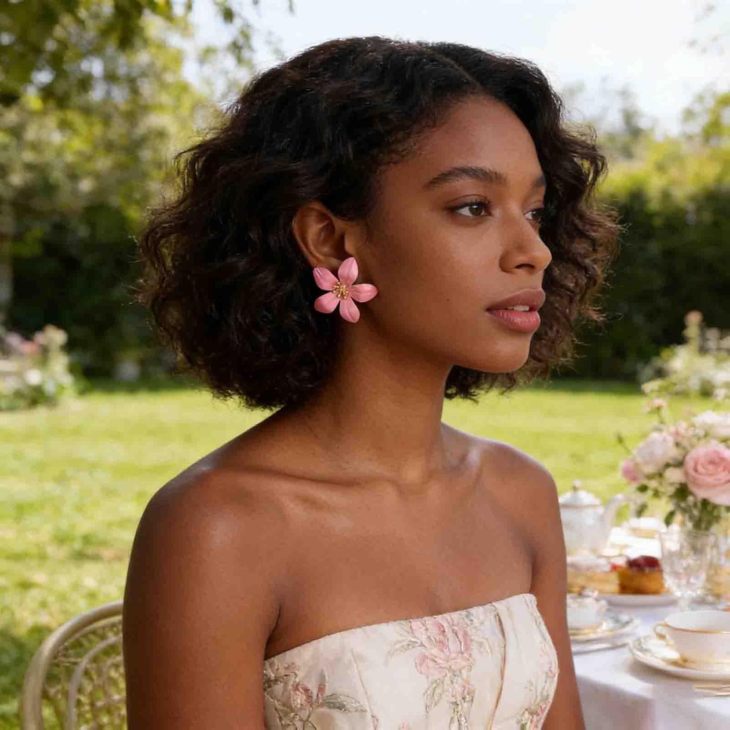 Boho White Large Flower Earrings Enamel Floral Petal Statement Earrings Metal Cute Cherry Blossom Daisy Stud Earring Jewelry for Women - Image 8