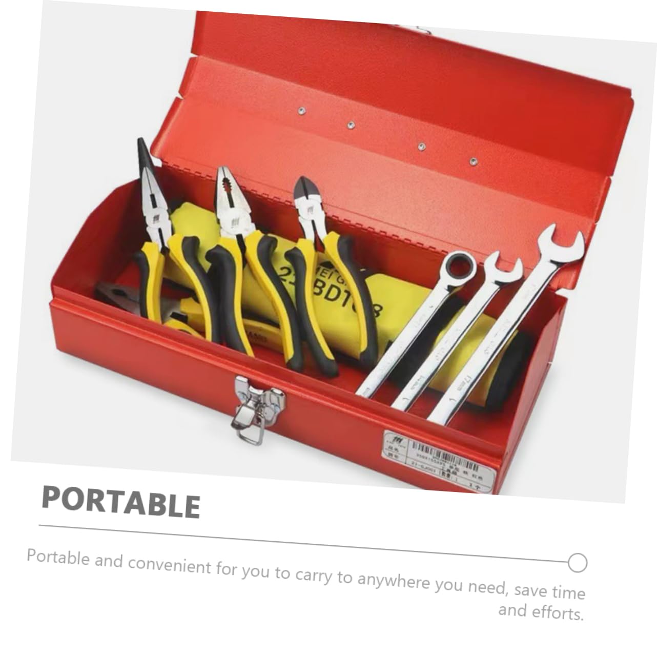 SHINEOFI Cassetta degli Attrezzi in Metallo Rossa, Portatile, in Lamiera Laminata a Freddo, Robusta e Resistente, per Officina e Riparazioni Domestiche