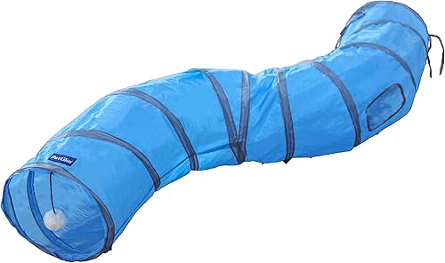 Miniatura 20 de PetLike S Way - Túnel para gatos plegable para mascotas, tubo escondido, juguete con pelota (S-Way, gris) Negro,Marrón,Gris,Gris y